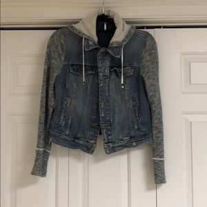 Free People Distressed Jean Jacket / Sweatshirt